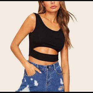 Black crop tank top